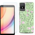 thumbnail image 1 of For TCL K11 Phone Case Cover, Shockproof Case with Tempered Glass Screen Protector, by OneToughShield - Leaf Pink Green, 1 of 3