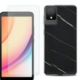 thumbnail image 1 of For TCL K11 Phone Case Cover, Shockproof Case with Tempered Glass Screen Protector, by OneToughShield - Marble / Black, 1 of 3