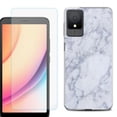 thumbnail image 1 of For TCL K11 Phone Case Cover, Shockproof Case with Tempered Glass Screen Protector, by OneToughShield - Marble / Clouds, 1 of 3