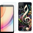 thumbnail image 1 of For TCL K11 Phone Case Cover, Shockproof Case with Tempered Glass Screen Protector, by OneToughShield - Music Notes Colorful, 1 of 3