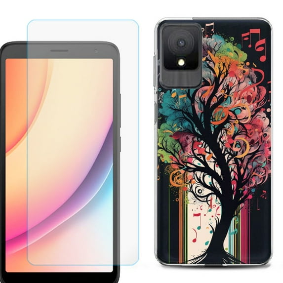 For TCL K11 Phone Case Cover, Shockproof Case with Tempered Glass Screen Protector, by OneToughShield - Musical Tree
