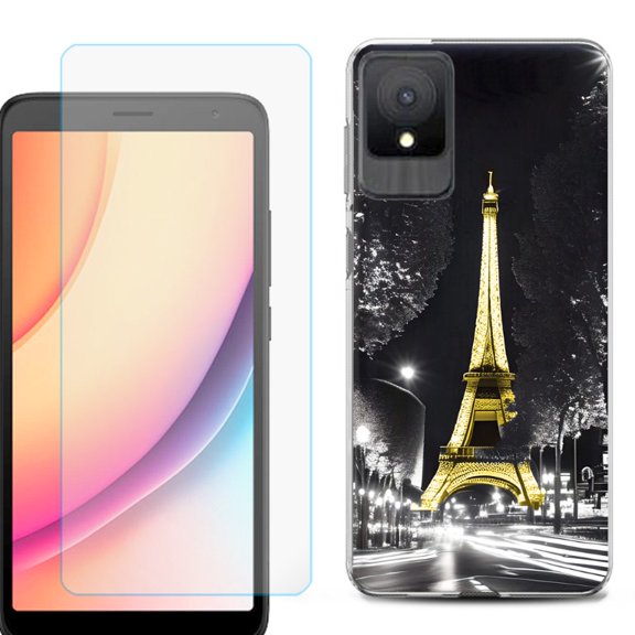 For TCL K11 Phone Case Cover, Shockproof Case with Tempered Glass Screen Protector, by OneToughShield - Paris Night