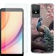 thumbnail image 1 of For TCL K11 Phone Case Cover, Shockproof Case with Tempered Glass Screen Protector, by OneToughShield - Peacock Flower, 1 of 3