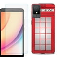 thumbnail image 1 of For TCL K11 Phone Case Cover, Shockproof Case with Tempered Glass Screen Protector, by OneToughShield - Phone Booth Red, 1 of 3