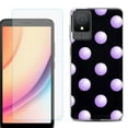 thumbnail image 1 of For TCL K11 Phone Case Cover, Shockproof Case with Tempered Glass Screen Protector, by OneToughShield - Polka Dot / Purple, 1 of 3