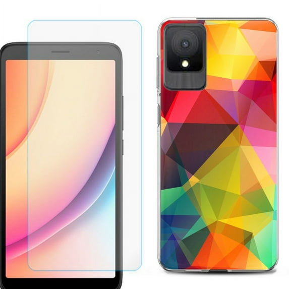 For TCL K11 Phone Case Cover, Shockproof Case with Tempered Glass Screen Protector, by OneToughShield - Polygon