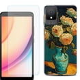 thumbnail image 1 of For TCL K11 Phone Case Cover, Shockproof Case with Tempered Glass Screen Protector, by OneToughShield - Roses in a vase, 1 of 3