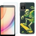 thumbnail image 1 of For TCL K11 Phone Case Cover, Shockproof Case with Tempered Glass Screen Protector, by OneToughShield - Skeleton Skater, 1 of 3