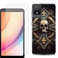 thumbnail image 1 of For TCL K11 Phone Case Cover, Shockproof Case with Tempered Glass Screen Protector, by OneToughShield - Skull Art, 1 of 3