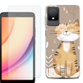 thumbnail image 1 of For TCL K11 Phone Case Cover, Shockproof Case with Tempered Glass Screen Protector, by OneToughShield - Smiling Cat, 1 of 3