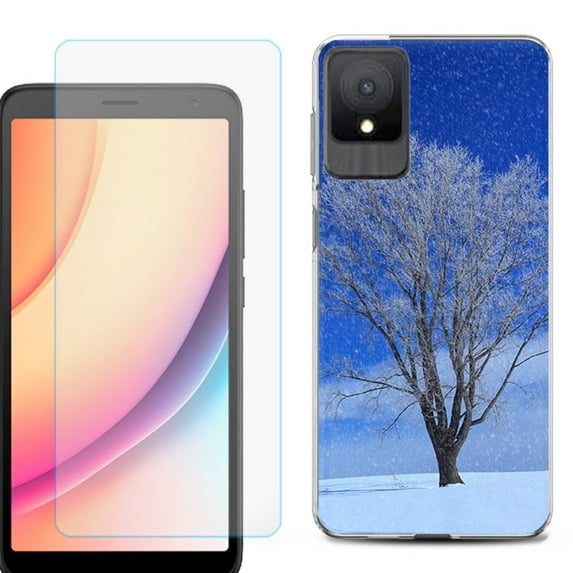For TCL K11 Phone Case Cover, Shockproof Case with Tempered Glass Screen Protector, by OneToughShield - Snowing Tree