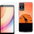 thumbnail image 1 of For TCL K11 Phone Case Cover, Shockproof Case with Tempered Glass Screen Protector, by OneToughShield - Sunset Giraffe, 1 of 3