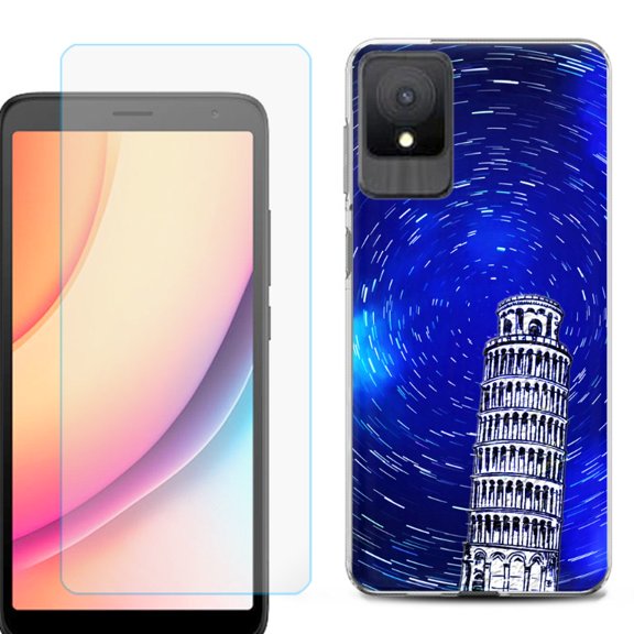 For TCL K11 Phone Case Cover, Shockproof Case with Tempered Glass Screen Protector, by OneToughShield - Tower of Pisa