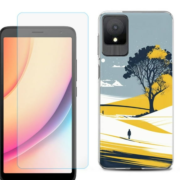 For TCL K11 Phone Case Cover, Shockproof Case with Tempered Glass Screen Protector, by OneToughShield - Tree on Hill