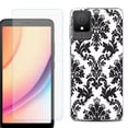 thumbnail image 1 of For TCL K11 Phone Case Cover, Shockproof Case with Tempered Glass Screen Protector, by OneToughShield - Victorian White/Black, 1 of 3