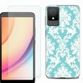 thumbnail image 1 of For TCL K11 Phone Case Cover, Shockproof Case with Tempered Glass Screen Protector, by OneToughShield - Victorian White/Teal, 1 of 3