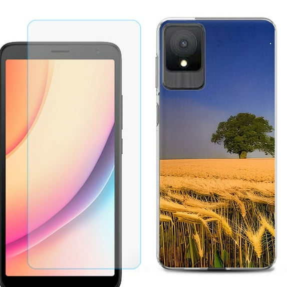 For TCL K11 Phone Case Cover, Shockproof Case with Tempered Glass Screen Protector, by OneToughShield - Wheatfield