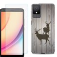 thumbnail image 1 of For TCL K11 Phone Case Cover, Shockproof Case with Tempered Glass Screen Protector, by OneToughShield - Wood/Deer, 1 of 3
