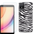 thumbnail image 1 of For TCL K11 Phone Case Cover, Shockproof Case with Tempered Glass Screen Protector, by OneToughShield - Zebra B/W, 1 of 3