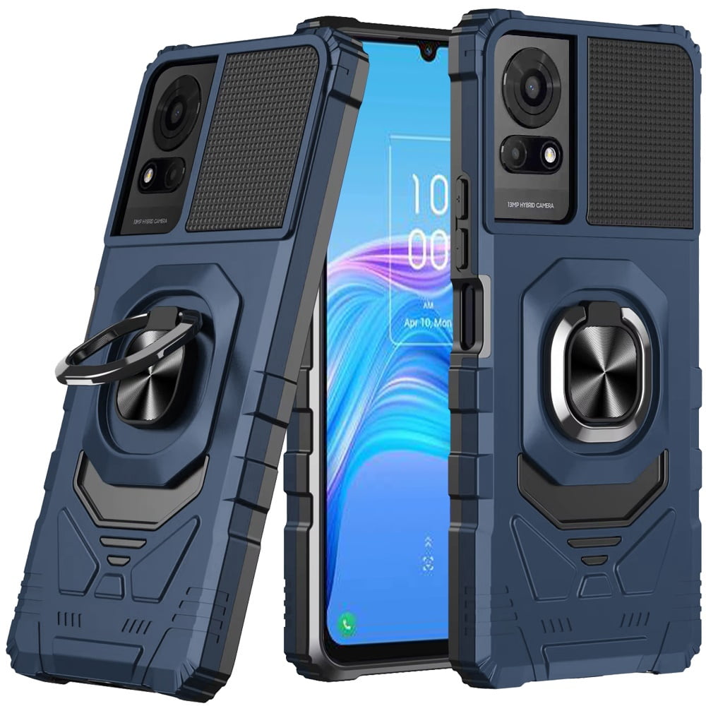 For TCL K24 Hybrid Dual Layer with 360° Rotate Magnetic Ring Stand Holder Kickstand TPU Rugged PC Shockproof Cover ,Xpm Phone Case [ Blue ]
