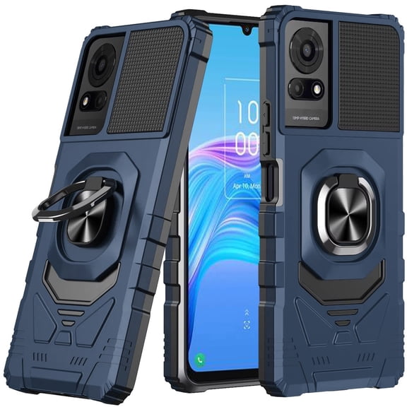 For TCL K24 Hybrid Dual Layer with 360° Rotate Magnetic Ring Stand Holder Kickstand TPU Rugged PC Shockproof Cover ,Xpm Phone Case [ Blue ]