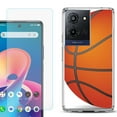 thumbnail image 1 of For TCL K32 5G Protective Shockproof Phone Case with Tempered Glass Screen Protector, by OneToughShield - Basketball, 1 of 3