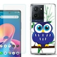 thumbnail image 1 of For TCL K32 5G Protective Shockproof Phone Case with Tempered Glass Screen Protector, by OneToughShield - Blue Owl, 1 of 3