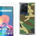 thumbnail image 1 of For TCL K32 5G Protective Shockproof Phone Case with Tempered Glass Screen Protector, by OneToughShield - Camo Green, 1 of 3