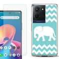 thumbnail image 1 of For TCL K32 5G Protective Shockproof Phone Case with Tempered Glass Screen Protector, by OneToughShield - Chevron/Elephant, 1 of 3