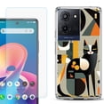 thumbnail image 1 of For TCL K32 5G Protective Shockproof Phone Case with Tempered Glass Screen Protector, by OneToughShield - Chill Cat, 1 of 3