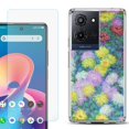 thumbnail image 1 of For TCL K32 5G Protective Shockproof Phone Case with Tempered Glass Screen Protector, by OneToughShield - Chrysanthemums, 1 of 3