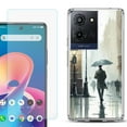 thumbnail image 1 of For TCL K32 5G Protective Shockproof Phone Case with Tempered Glass Screen Protector, by OneToughShield - City in the rain, 1 of 3