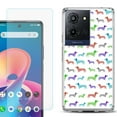 thumbnail image 1 of For TCL K32 5G Protective Shockproof Phone Case with Tempered Glass Screen Protector, by OneToughShield - Colorful Dachshund/Puppy, 1 of 3