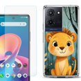 thumbnail image 1 of For TCL K32 5G Protective Shockproof Phone Case with Tempered Glass Screen Protector, by OneToughShield - Curious Lion Cub, 1 of 3