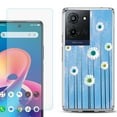 thumbnail image 1 of For TCL K32 5G Protective Shockproof Phone Case with Tempered Glass Screen Protector, by OneToughShield - Daisy Sky, 1 of 3