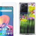 thumbnail image 1 of For TCL K32 5G Protective Shockproof Phone Case with Tempered Glass Screen Protector, by OneToughShield - Dream Flower, 1 of 3