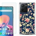 thumbnail image 1 of For TCL K32 5G Protective Shockproof Phone Case with Tempered Glass Screen Protector, by OneToughShield - Floral Garden, 1 of 3