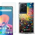 thumbnail image 1 of For TCL K32 5G Protective Shockproof Phone Case with Tempered Glass Screen Protector, by OneToughShield - Flower Field, 1 of 3