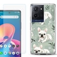 thumbnail image 1 of For TCL K32 5G Protective Shockproof Phone Case with Tempered Glass Screen Protector, by OneToughShield - French Bulldog, 1 of 3