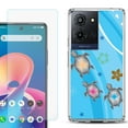 thumbnail image 1 of For TCL K32 5G Protective Shockproof Phone Case with Tempered Glass Screen Protector, by OneToughShield - Happy Turtle, 1 of 3