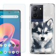 thumbnail image 1 of For TCL K32 5G Protective Shockproof Phone Case with Tempered Glass Screen Protector, by OneToughShield - Husky Puppy, 1 of 3