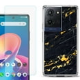 thumbnail image 1 of For TCL K32 5G Protective Shockproof Phone Case with Tempered Glass Screen Protector, by OneToughShield - Marble / Lava, 1 of 3