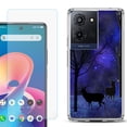 thumbnail image 1 of For TCL K32 5G Protective Shockproof Phone Case with Tempered Glass Screen Protector, by OneToughShield - Midnight Forest, 1 of 3