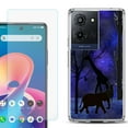 thumbnail image 1 of For TCL K32 5G Protective Shockproof Phone Case with Tempered Glass Screen Protector, by OneToughShield - Midnight Safari, 1 of 3