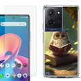 thumbnail image 1 of For TCL K32 5G Protective Shockproof Phone Case with Tempered Glass Screen Protector, by OneToughShield - Owl Reading, 1 of 3