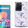 thumbnail image 1 of For TCL K32 5G Protective Shockproof Phone Case with Tempered Glass Screen Protector, by OneToughShield - Paisley Purple, 1 of 3