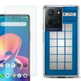 thumbnail image 1 of For TCL K32 5G Protective Shockproof Phone Case with Tempered Glass Screen Protector, by OneToughShield - Phone Booth Blue, 1 of 3