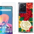 thumbnail image 1 of For TCL K32 5G Protective Shockproof Phone Case with Tempered Glass Screen Protector, by OneToughShield - Radiant Rose, 1 of 3
