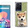 thumbnail image 1 of For TCL K32 5G Protective Shockproof Phone Case with Tempered Glass Screen Protector, by OneToughShield - Shiba, 1 of 3