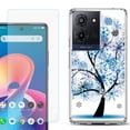 thumbnail image 1 of For TCL K32 5G Protective Shockproof Phone Case with Tempered Glass Screen Protector, by OneToughShield - Snowflakes Tree, 1 of 3